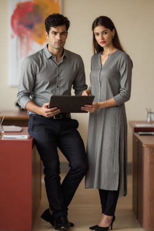 Corporate Uniform shirt pant and kurta gray