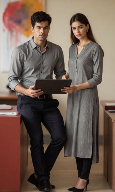 Corporate Uniform shirt pant and kurta gray
