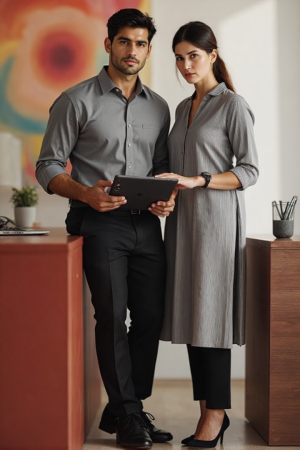Corporate Uniform shirt pant and kurta gray