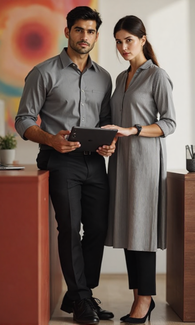 Corporate Uniform shirt pant and kurta gray